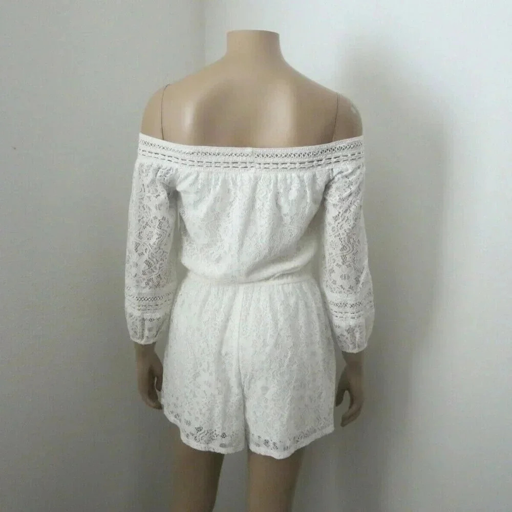NWT Hollister Lace Overlay Off Shoulder Romper - Picture 4 of 5